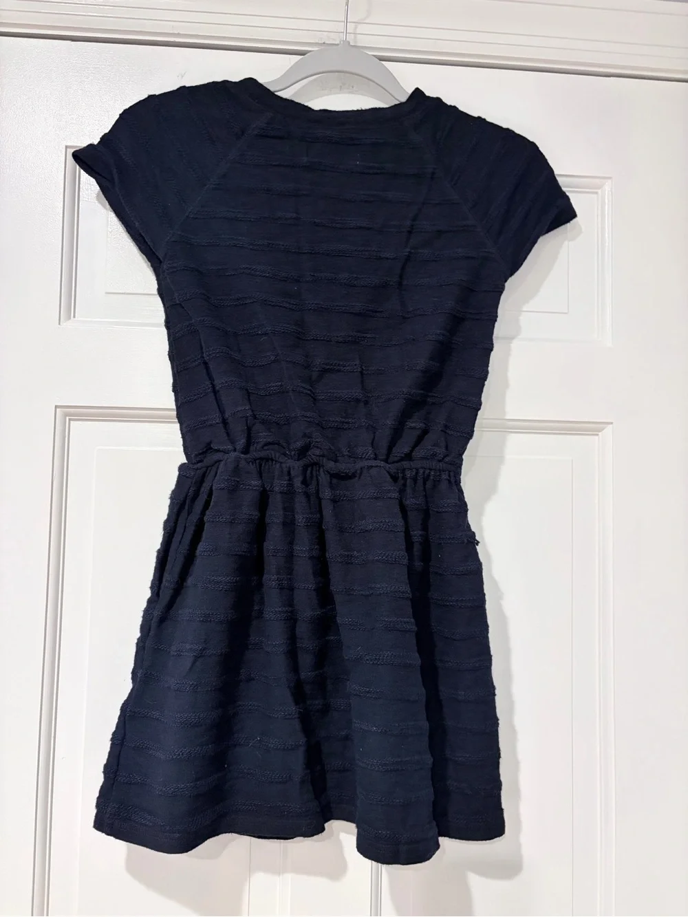 abercrombie kids Navy Dress with Pink Logo and Cream Tassel Tie